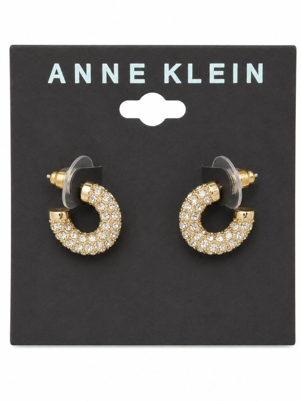 Anne Klein Gold Pavé Crystal Hoop Stud Earrings